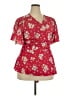 Ann Taylor LOFT 100% Polyester Floral Red Short Sleeve Blouse Size 20 - photo 1