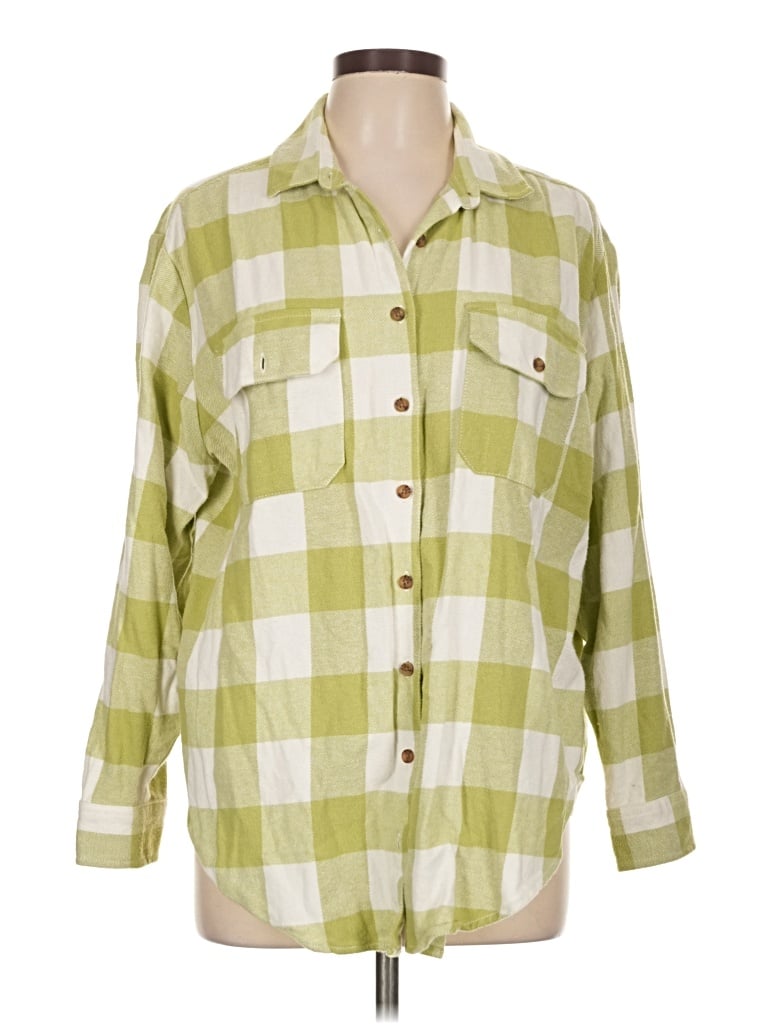 Pre-owned Billabong 3/4 Sleeve Button Down Shirt In Green