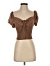 Love Tree 100% Polyester Brown Short Sleeve Top Size S - photo 1