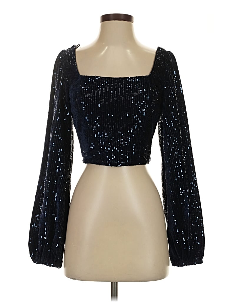 Pre-owned Altar'd State Long Sleeve Top Black Square Neckline Tops