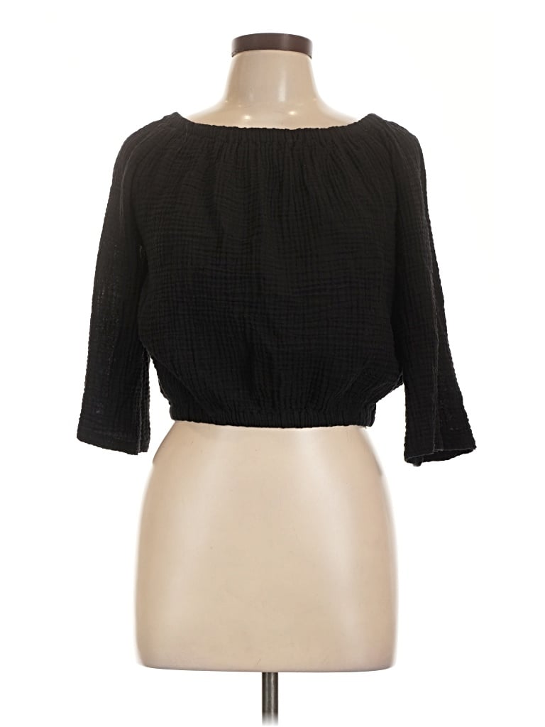 Pre-owned Industry 3/4 Sleeve Blouse In Black