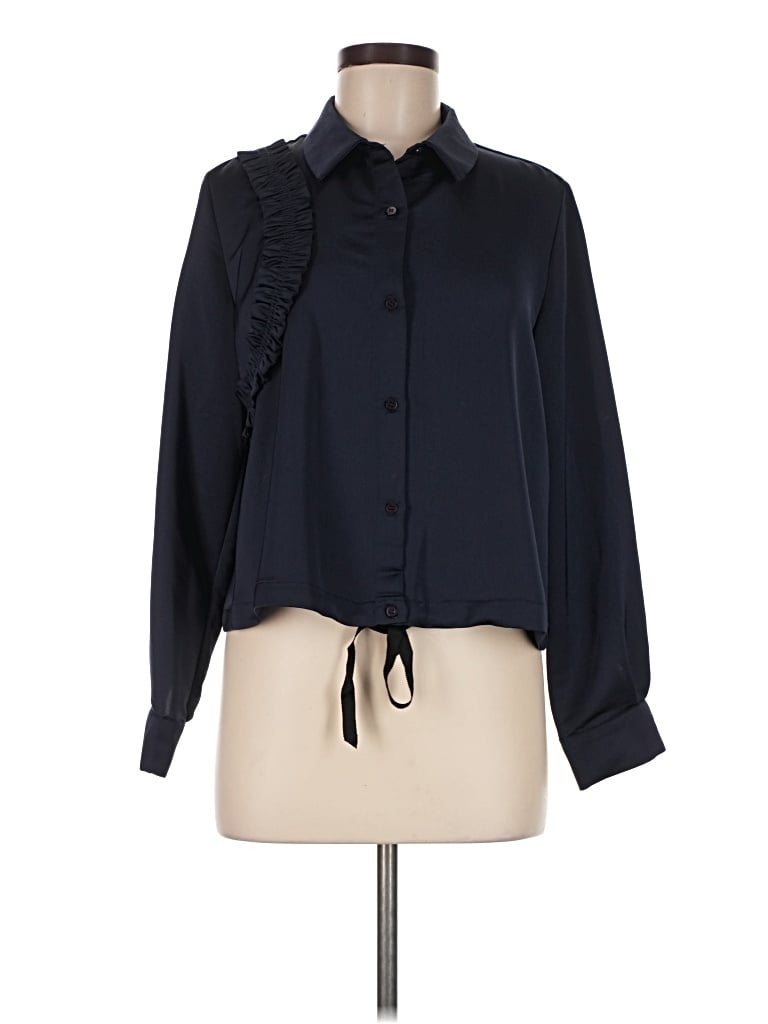 Pre-owned 19 Cooper Long Sleeve Blouse In Black
