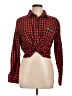 Mustard Seed Checkered-gingham Red Long Sleeve Blouse Size L - photo 1