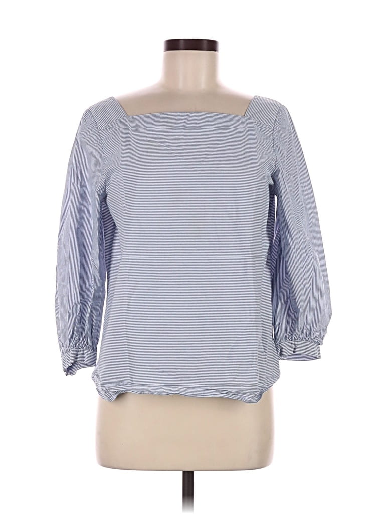 Pre-owned Lafayette 148 3/4 Sleeve Blouse In Blue