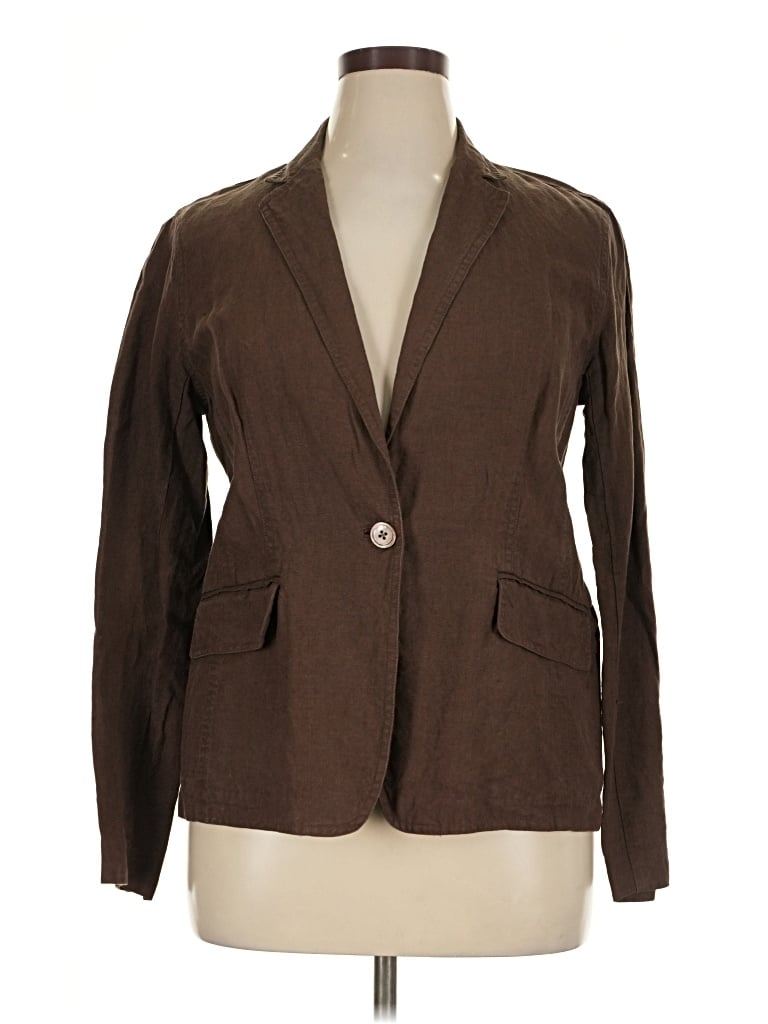 Pre-owned Lands' End Blazer Jacket In Brown
