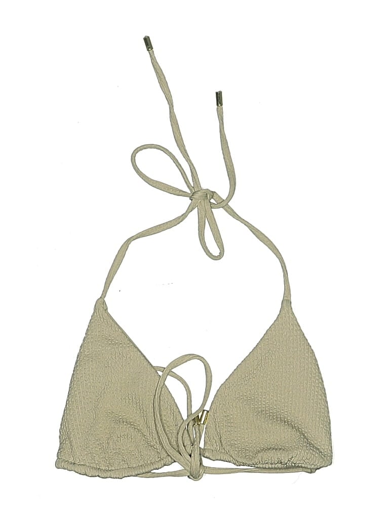 Pre-owned Monday Swimwear Swimsuit Top Tan Houndstooth Pattern Swimwear