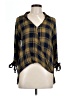 She + Sky Plaid Yellow 3/4 Sleeve Blouse Size L - photo 1