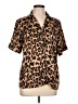 Ophelia Animal Print Brown Short Sleeve Blouse Size L - photo 1
