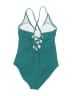 Beachsissi Chevron-herringbone Teal One Piece Swimsuit Size L - photo 2