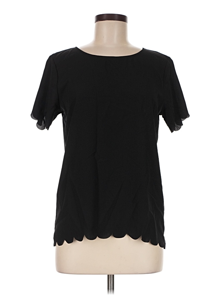 Pre-owned French Connection Short Sleeve Top Black Keyhole Neckline Tops