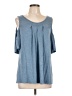 Max Studio Blue Short Sleeve Top Size L - photo 1