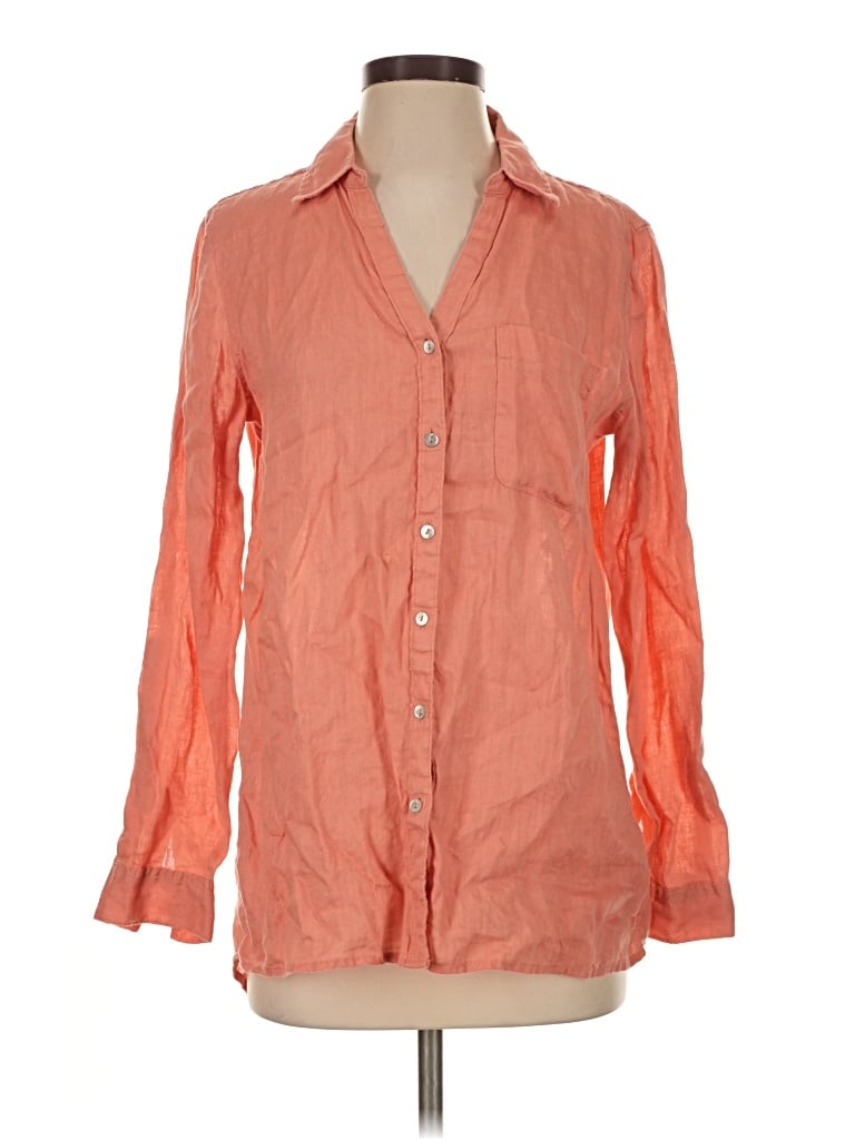 Pre-owned Sigrid Olsen Long Sleeve Button Down Shirt In Orange