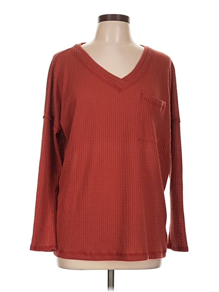Pre-owned Assorted Brands 3/4 Sleeve T-shirt In Burgundy