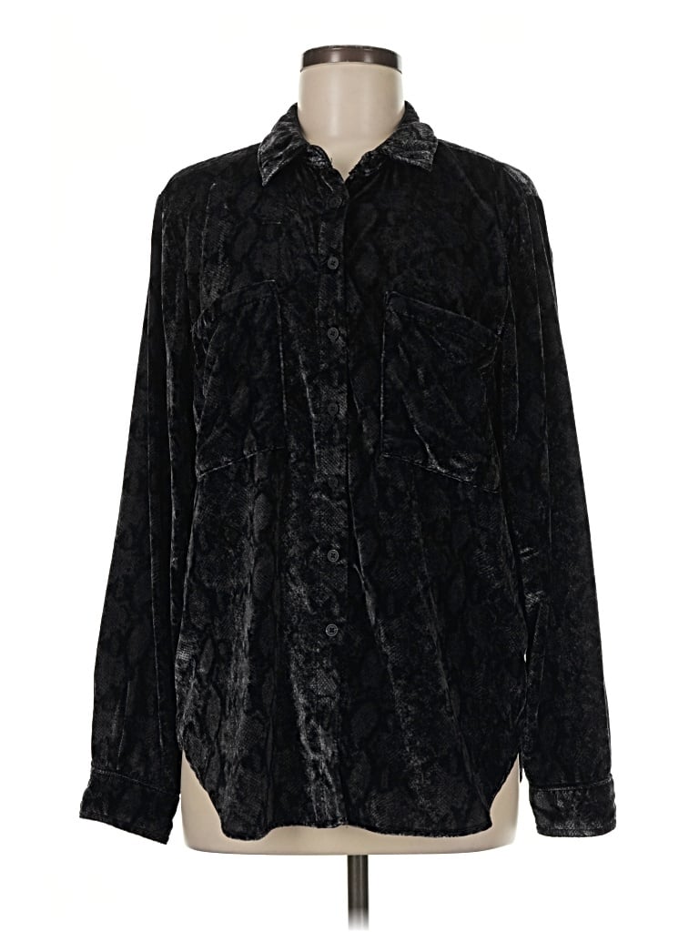 Pre-owned Pilcro Long Sleeve Blouse In Black