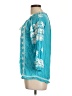Ecru 100% Viscose Teal 3/4 Sleeve Blouse Size L - photo 5