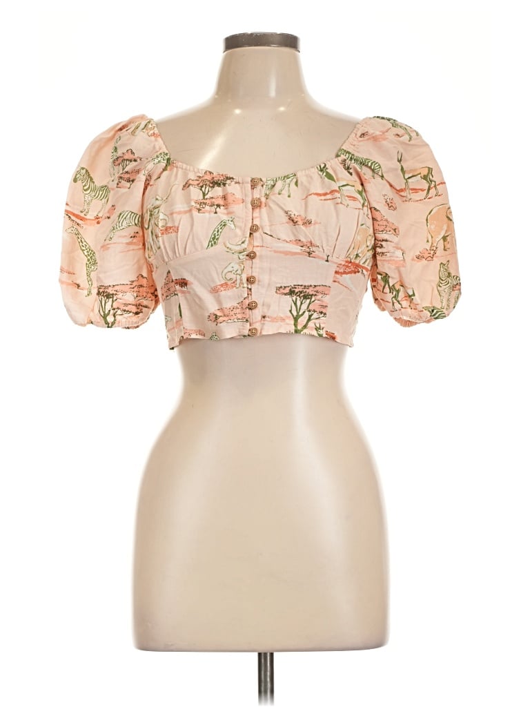 Pre-owned Forever 21 Contemporary Short Sleeve Blouse In Pink