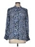 Reiss Animal Print Blue Long Sleeve Blouse Size 8 - photo 1