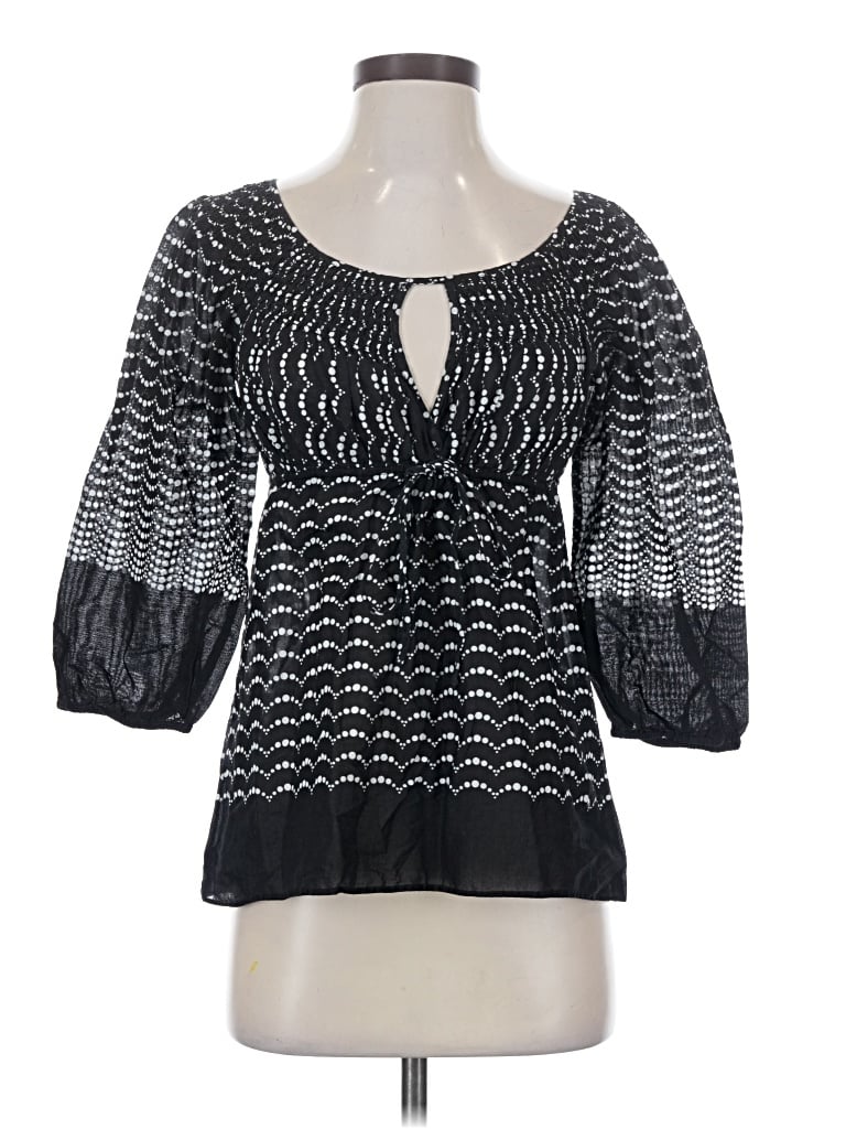 Pre-owned Bcbgmaxazria 3/4 Sleeve Blouse In Black