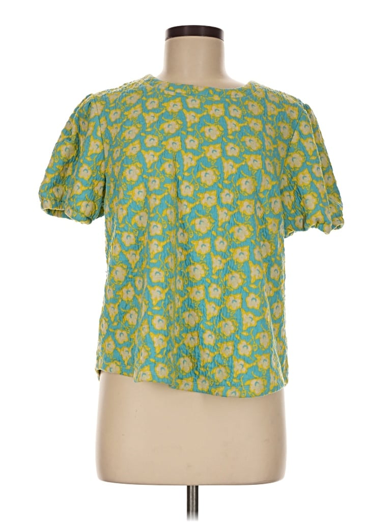 Pre-owned Voy Short Sleeve Blouse In Green