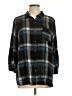 Intro Plaid Black 3/4 Sleeve Button-Down Shirt Size L - photo 1