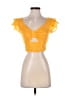 Bar III Yellow Short Sleeve Top Size S - photo 1