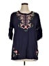 Ashir Aley 100% Cotton Blue Short Sleeve Blouse Size XL - photo 1