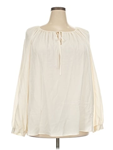 Lauren by Ralph Lauren Long Sleeve Silk Top (view 1)