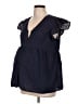 Gap - Maternity 100% Polyester Blue Short Sleeve Blouse Size Lg Maternity - photo 1