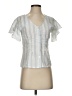 Cupcakes & Cashmere 100% Polyester Silver Blue Short Sleeve Blouse Size XS - photo 1