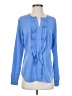 Lands' End 100% Polyester Blue Long Sleeve Blouse Size 4 - photo 1