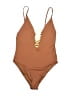 Zara Solid Brown One Piece Swimsuit Size XS - photo 1