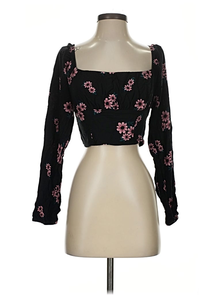 Pre-owned Wild Fable Long Sleeve Blouse In Black