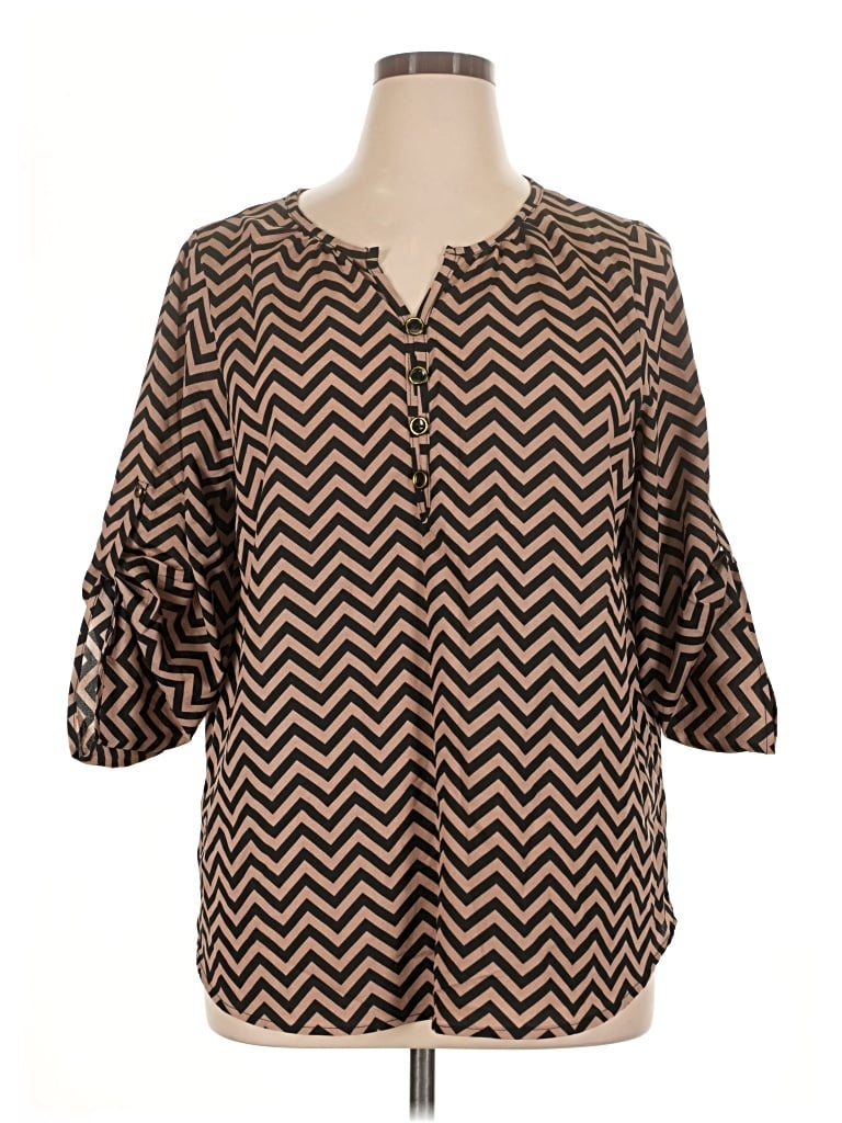 Pre-owned Espresso 3/4 Sleeve Blouse In Brown