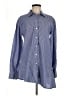 Veronica Beard 100% Cotton Chevron-herringbone Blue Long Sleeve Button-Down Shirt Size M (estimated) - photo 1