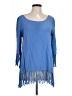 Easel 100% Rayon Blue 3/4 Sleeve Blouse Size L - photo 1