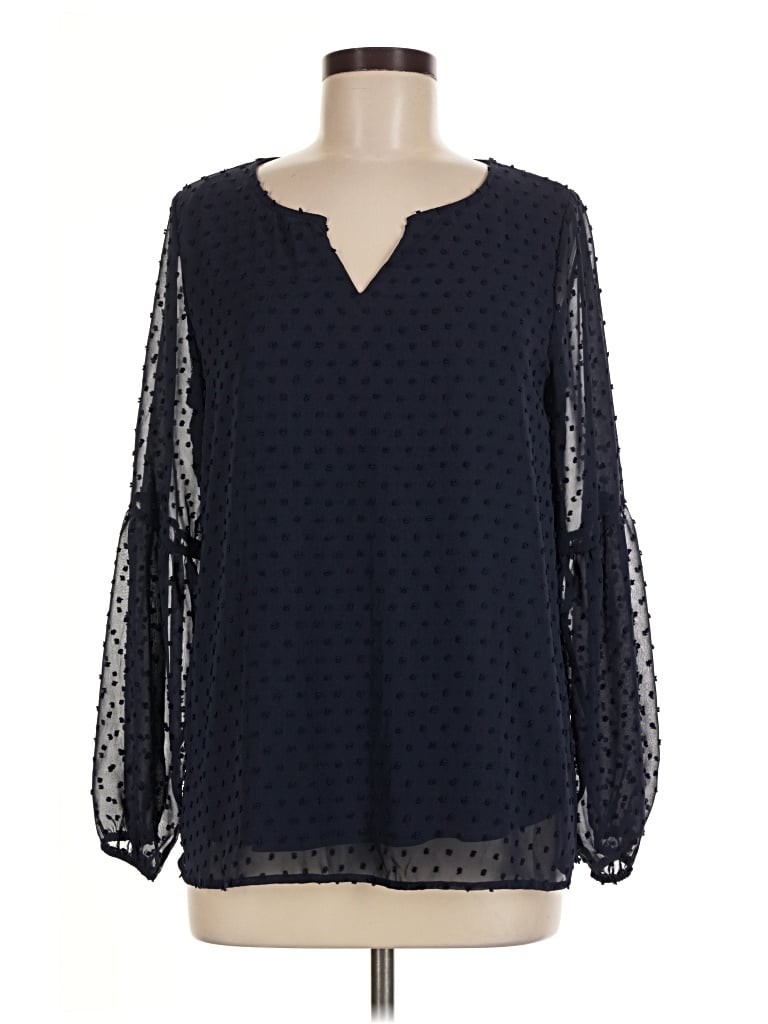 Pre-owned West Kei Long Sleeve Blouse In Blue