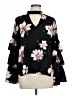 Hem & Thread 100% Polyester Floral Black 3/4 Sleeve Blouse Size L - photo 1
