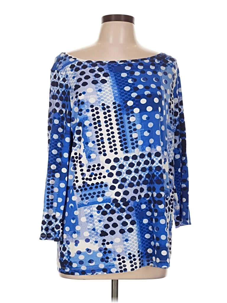 Pre-owned Zenergy By Chico's 3/4 Sleeve Blouse In Blue