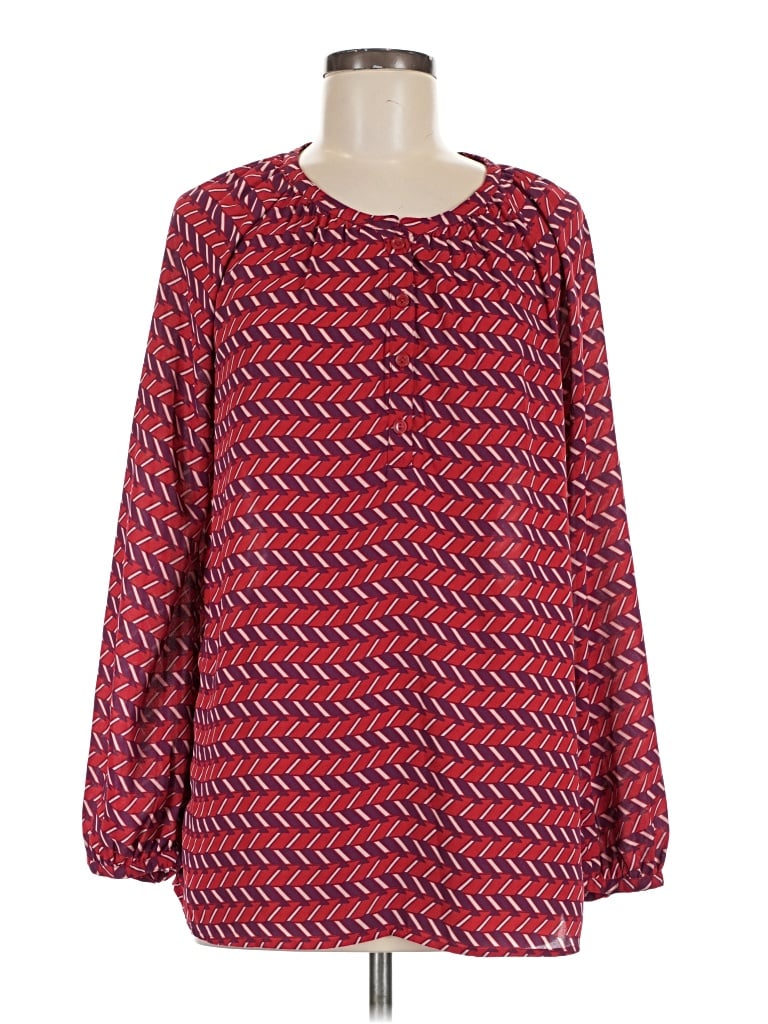 Pre-owned Halogen Long Sleeve Blouse In Red