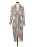 Pure Navy 100% Polyester Animal Print Brown Gray Casual Dress Size 4 - photo 1