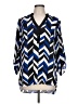 I.N. Studio 100% Polyester Chevron-herringbone Blue 3/4 Sleeve Blouse Size L - photo 1