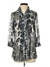 Fever 100% Polyester Animal Print Silver 3/4 Sleeve Blouse Size S - photo 1