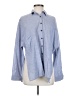 Topshop Solid Blue Long Sleeve Button-Down Shirt Size 4 - photo 1