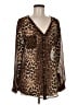 Millau 100% Polyester Animal Print Brown Long Sleeve Blouse Size M - photo 1