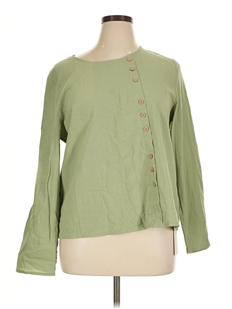 Emery Rose Long Sleeve Blouse In Metallic