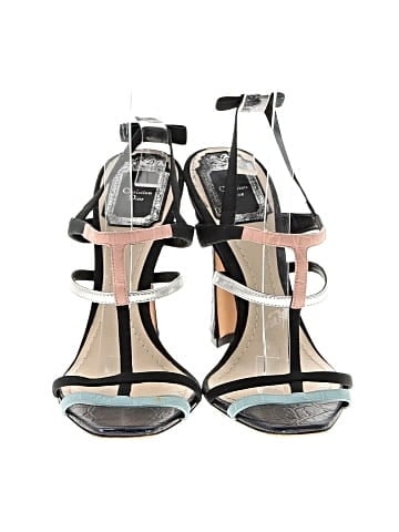 Christian Dior Leather Multicolor Croc Embossed Strappy Sandals (view 2)