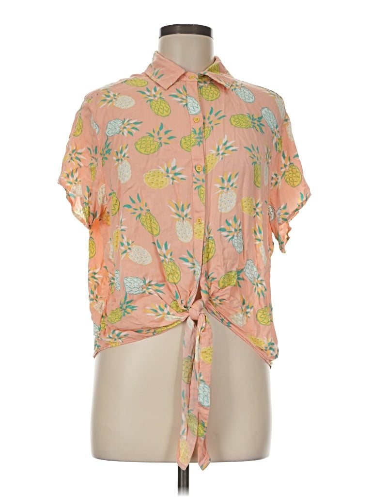 Pre-owned Tipsy Elves Short Sleeve Blouse In Orange