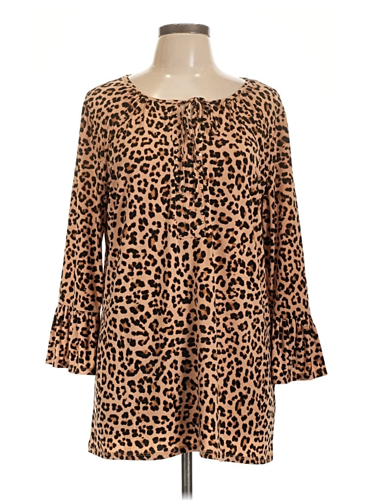 Pre-owned Jm Collection 3/4 Sleeve Blouse In Brown