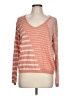 Garnet Hill 100% Linen Stripes Orange Pullover Sweater Size L - photo 1
