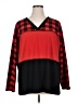 Southern Stitch Color Block Red Long Sleeve Blouse Size XL - photo 1